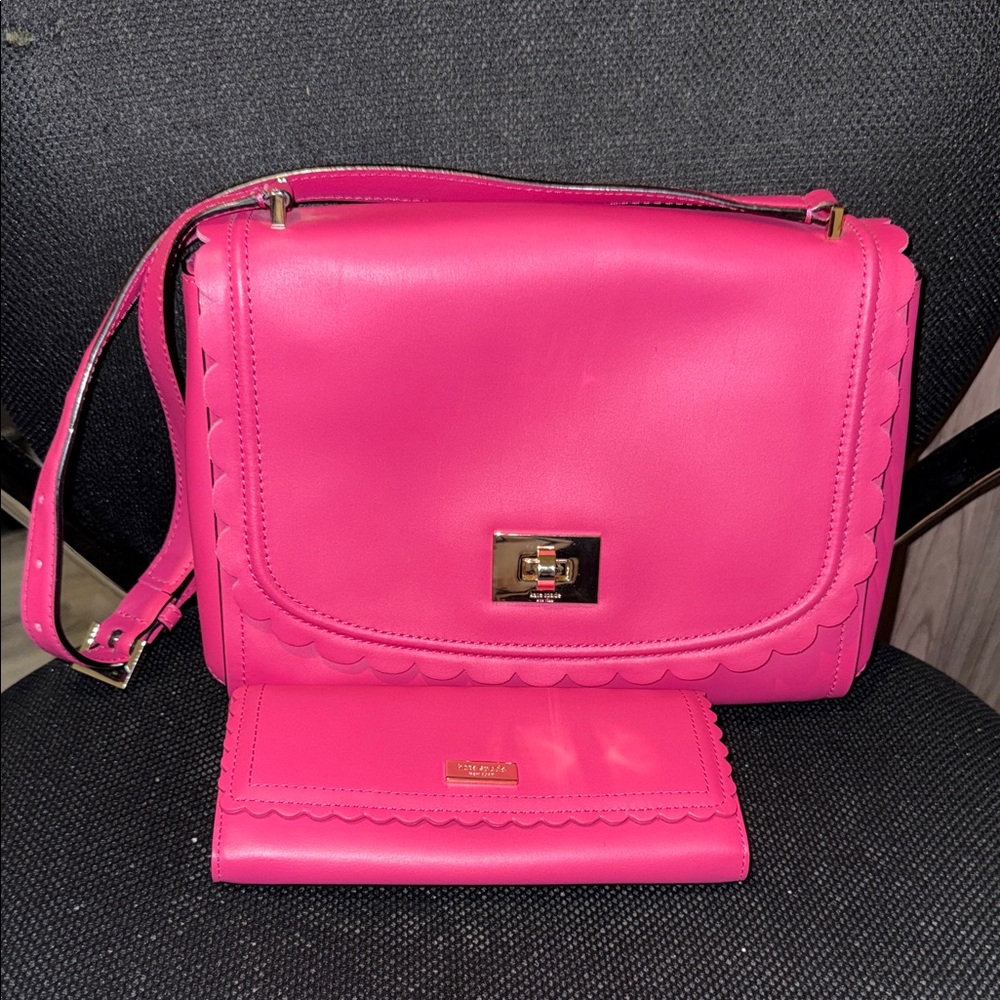 NEW Kate Spade Maple Court Scalloped Jazmin Bag and Wallet Set slight mark